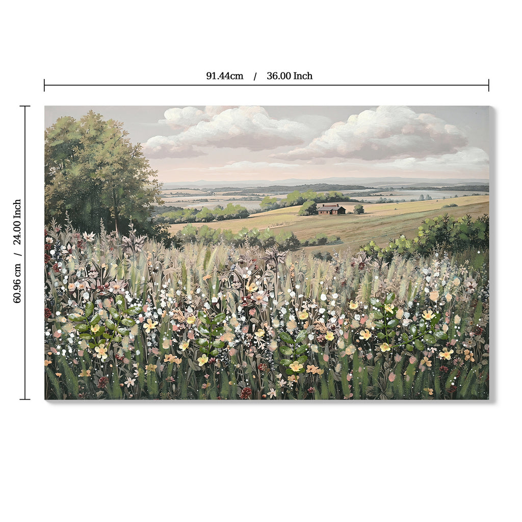 Framed Meadow Artwork in Green / Ivory — detail view 1