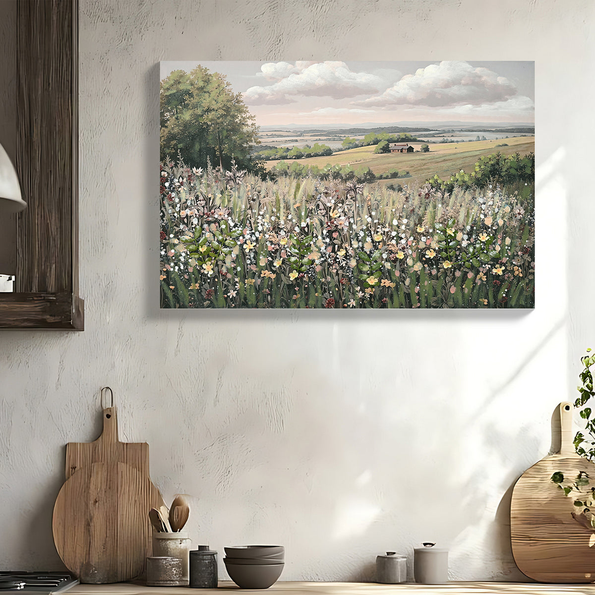 Framed Meadow Artwork in Green / Ivory — supplier product view