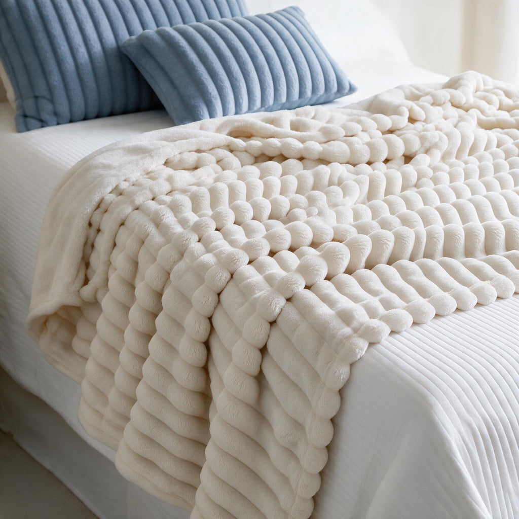 Ribbed Plush Throw Blanket