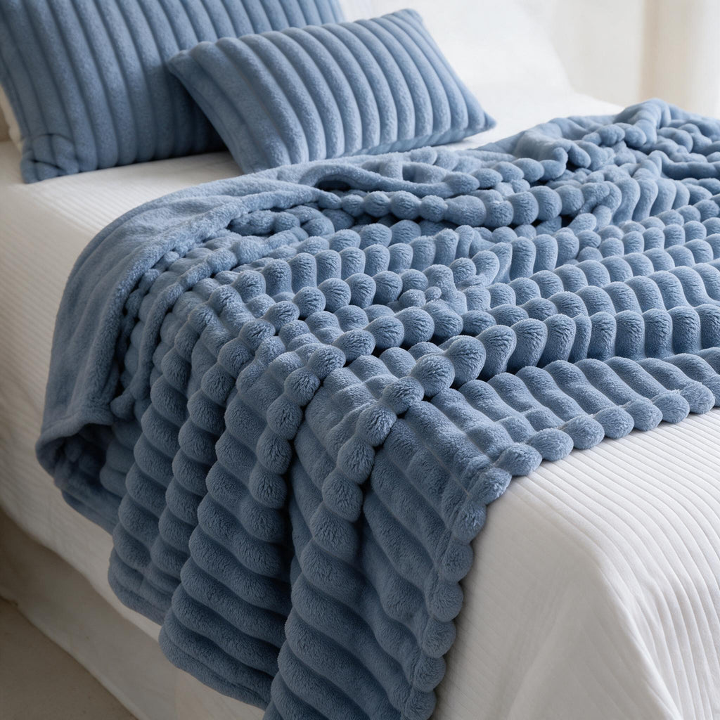 Ribbed Plush Throw Blanket
