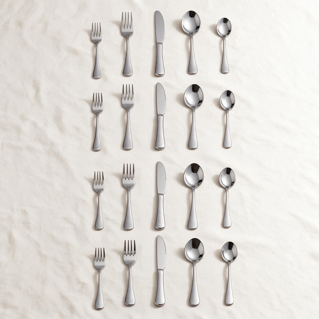 20-Piece Stainless Steel Flatware Set — Silver — premium product view