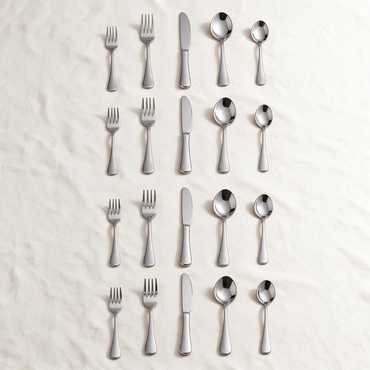 20-Piece Stainless Steel Flatware Set — Silver — premium product view