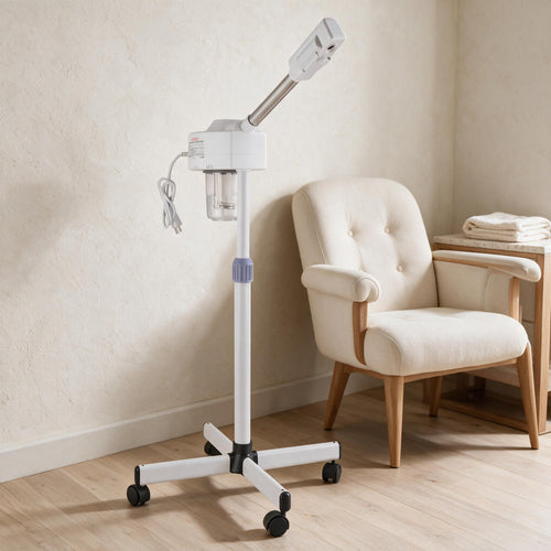 Adjustable Facial Steamer — styled in a warm neutral interior