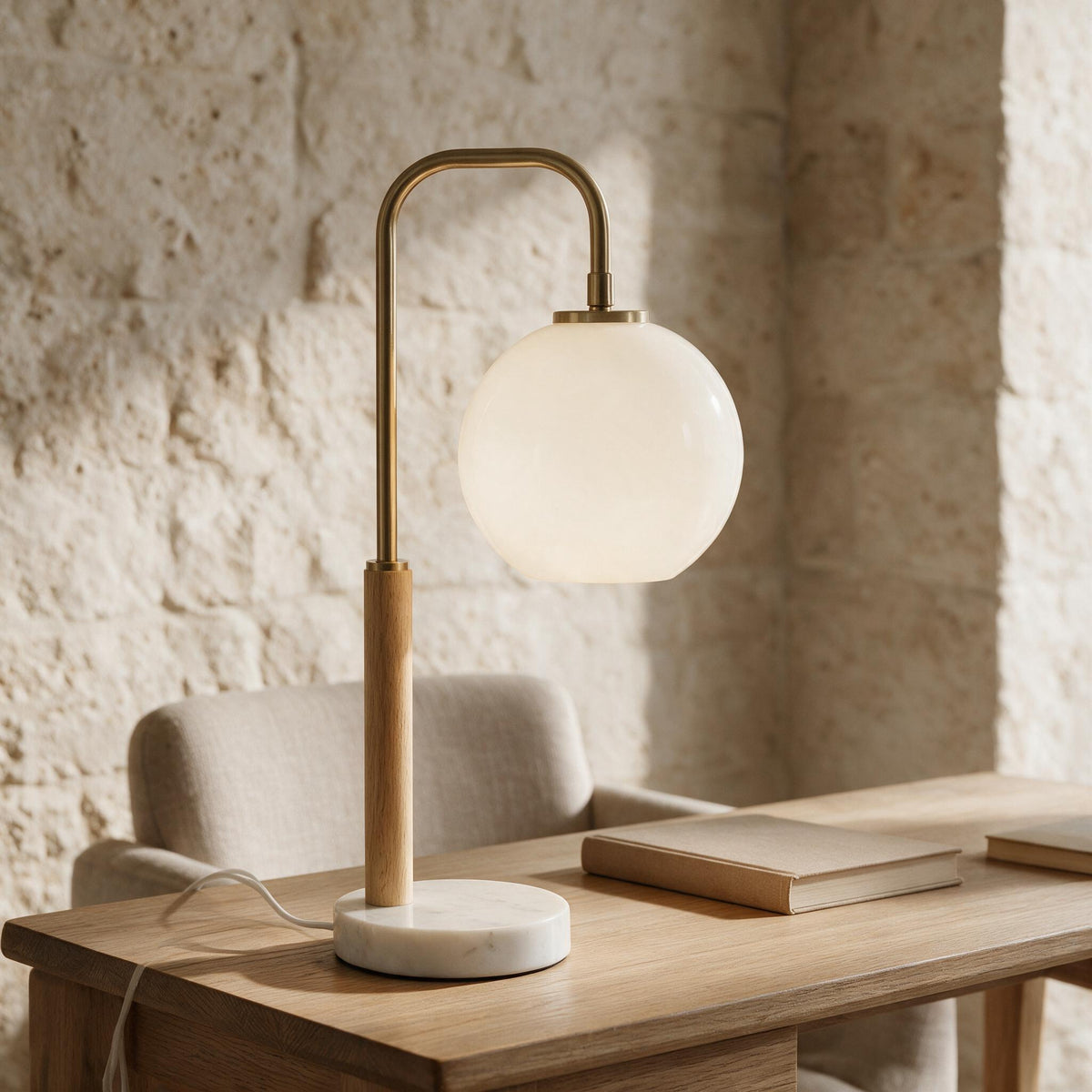 Auris Globe Table Lamp — styled in a calm indoor room