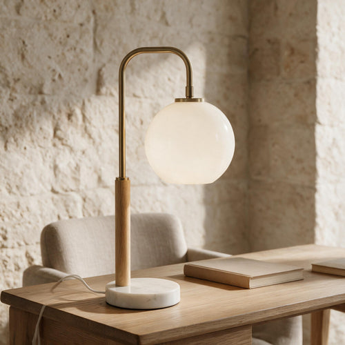 Auris Globe Table Lamp — styled in a calm indoor room