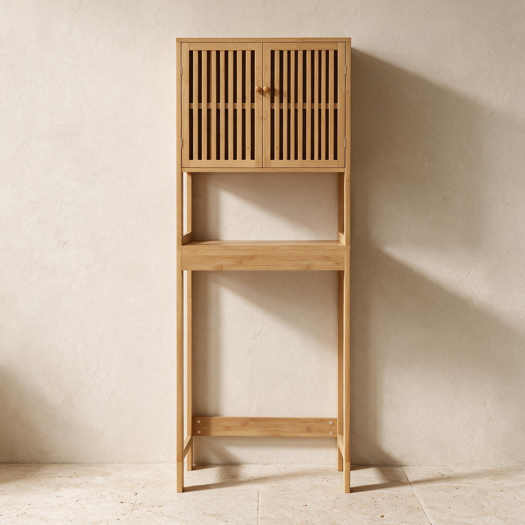 HOMCOM Bamboo Over-Toilet Cabinet - Natural — premium full product view.