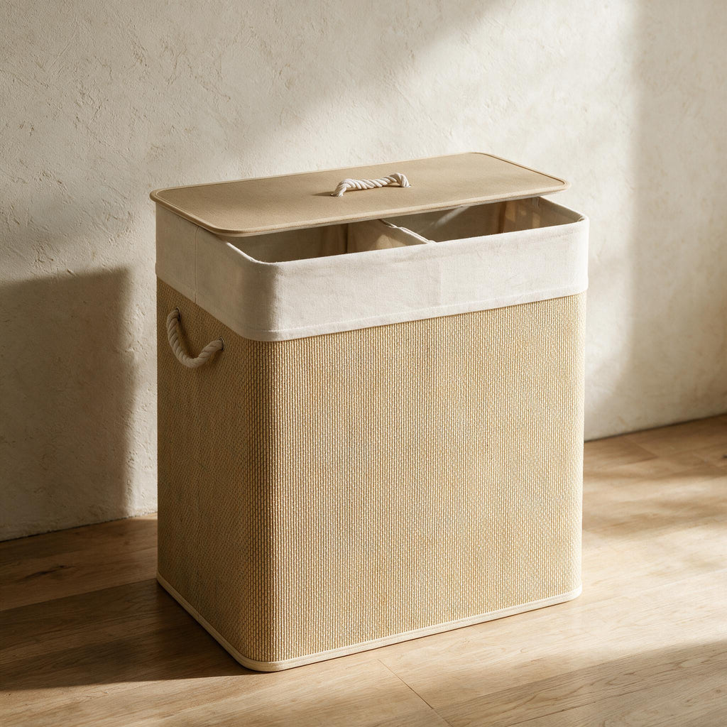 Bamboo Double Laundry Hamper — product view