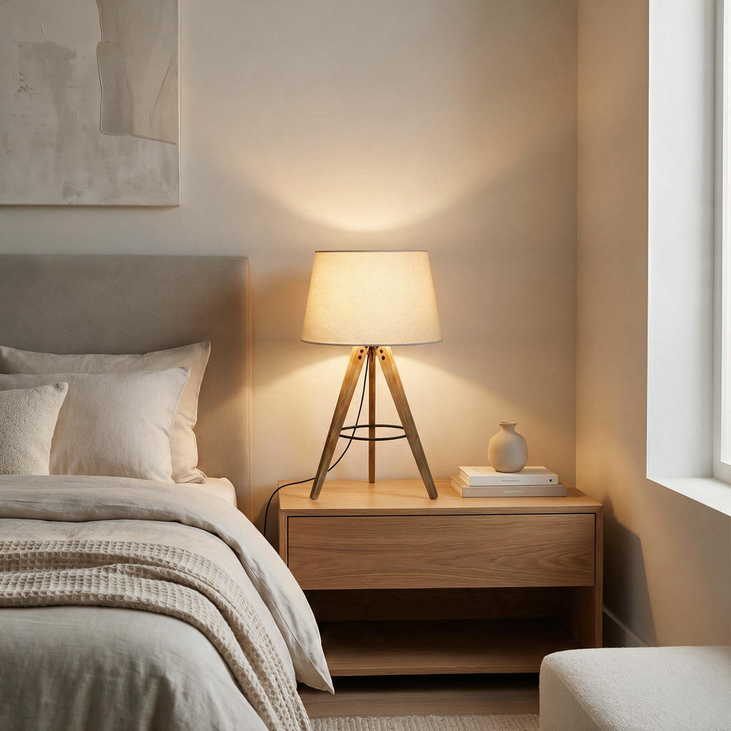 Birch Tripod Table Lamp — styled in a calm indoor room