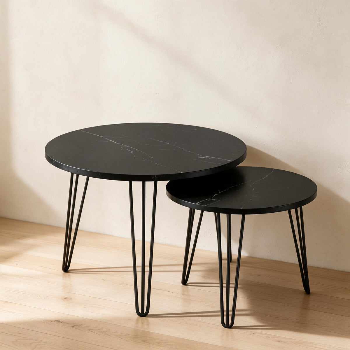Nesting Coffee Tables — Black, Set of Two — premium product view