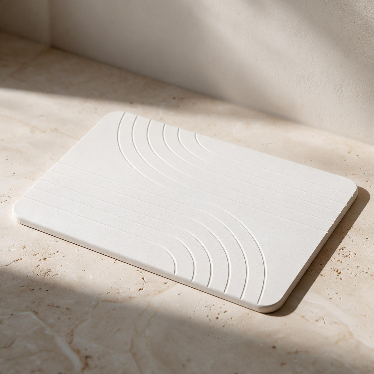 Carved Diatomite Bath Stone — White — full product