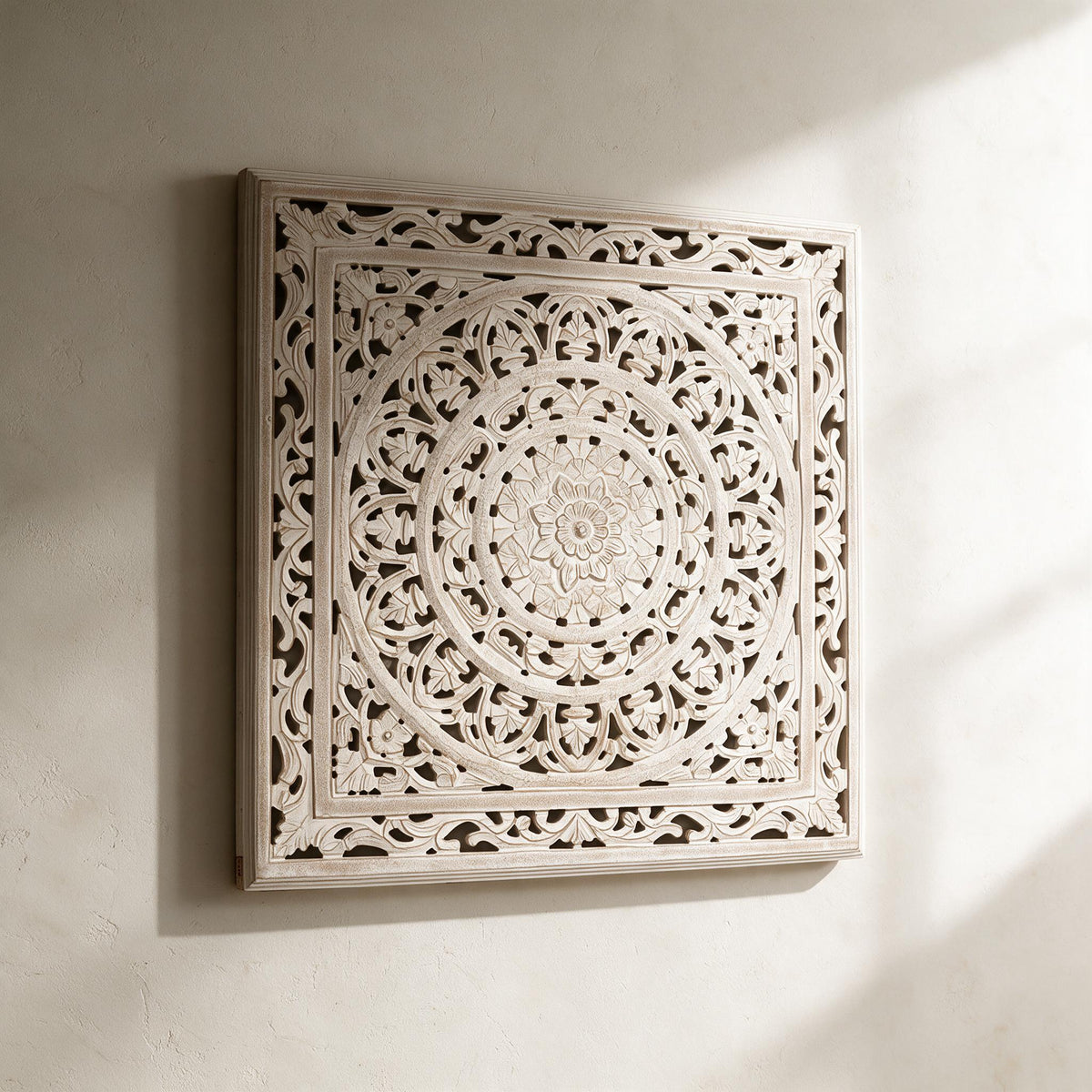 Carved Wooden Wall Panel — White, 36-Inch — premium product view