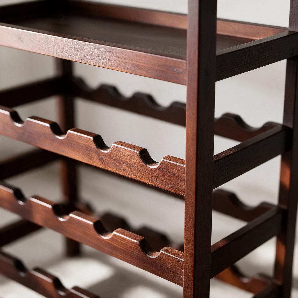 Casual Home 18-Bottle Wood Wine Rack — Brown — material and construction detail