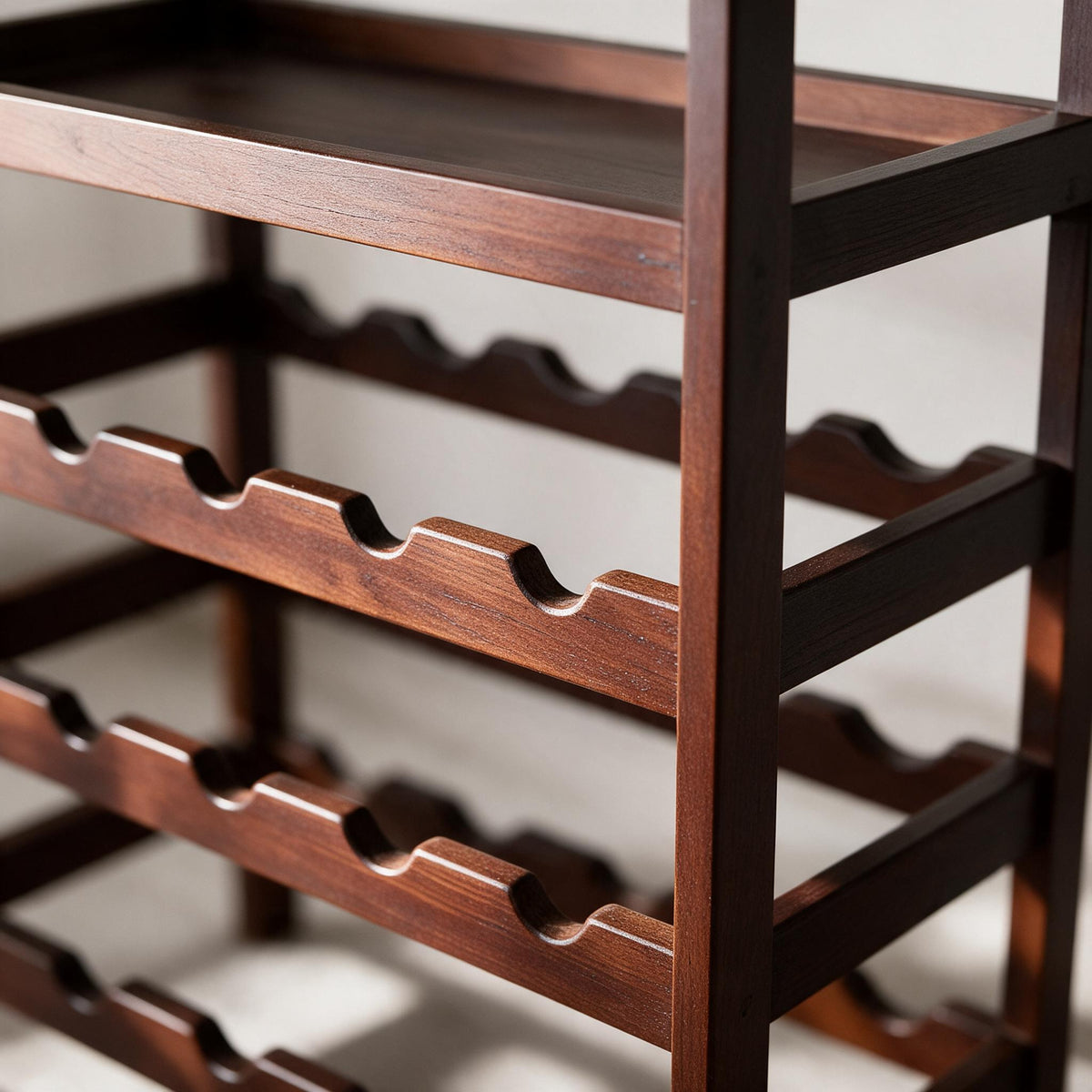 Casual Home 18-Bottle Wood Wine Rack — Brown — material and construction detail