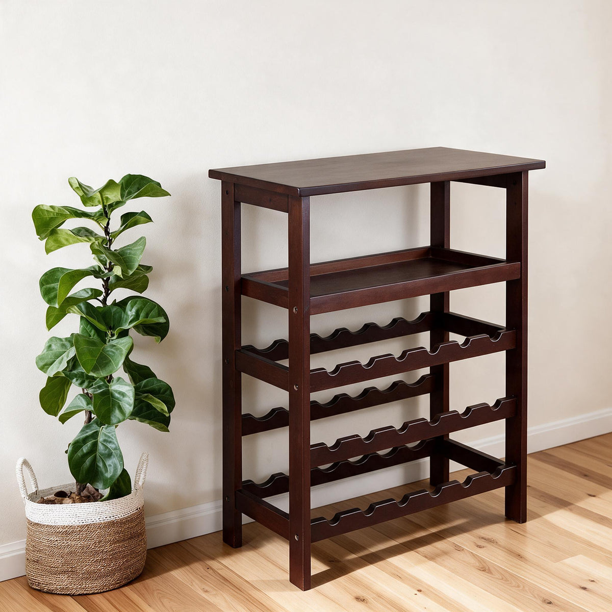 Casual Home 18-Bottle Wood Wine Rack — Brown — premium product view