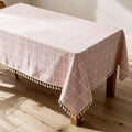Cotton-Linen Tablecloth — Blush Check, 55 × 118-Inch — premium product view