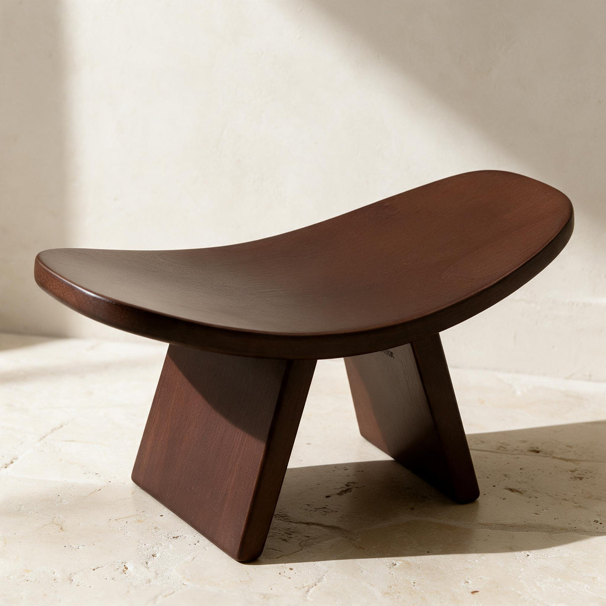Curved Wood Meditation Bench — full product