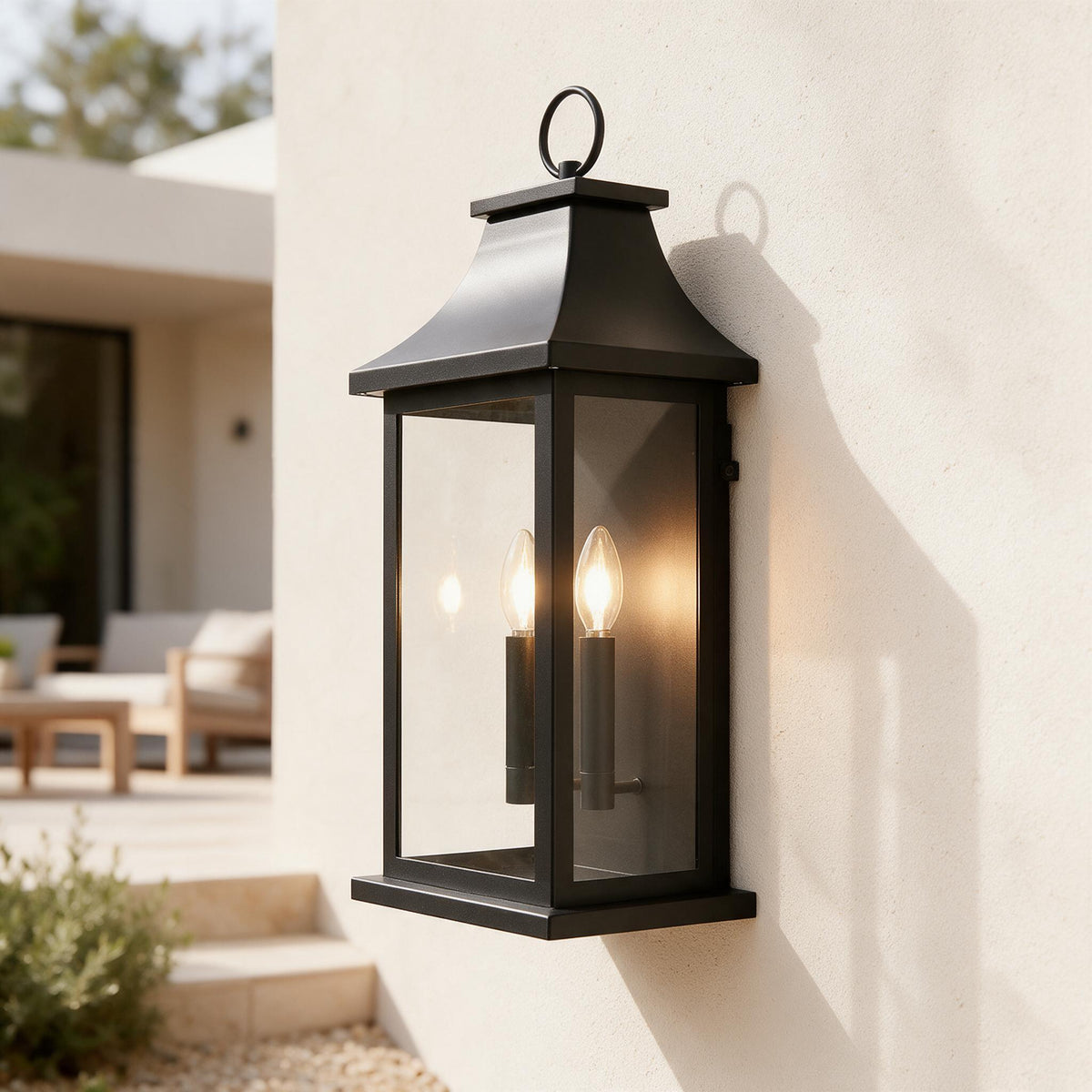 Dusk-to-Dawn Grand Wall Lanterns — Set of 2 — close-up of the original materials and construction