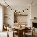 Edison String Lights — 10 m — styled in a calm indoor room