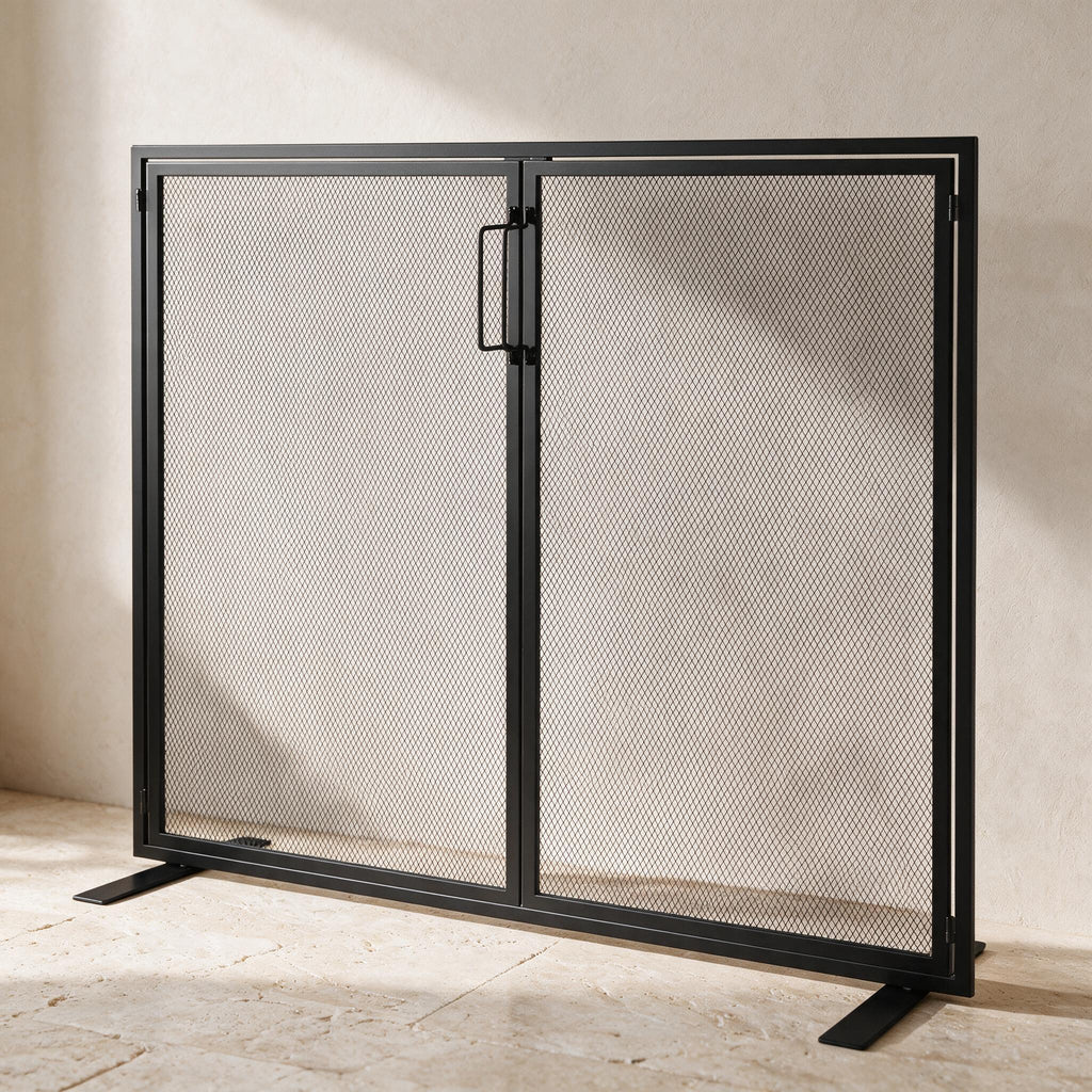 VEVOR Fireplace Screen with Doors - Black — premium full product view.