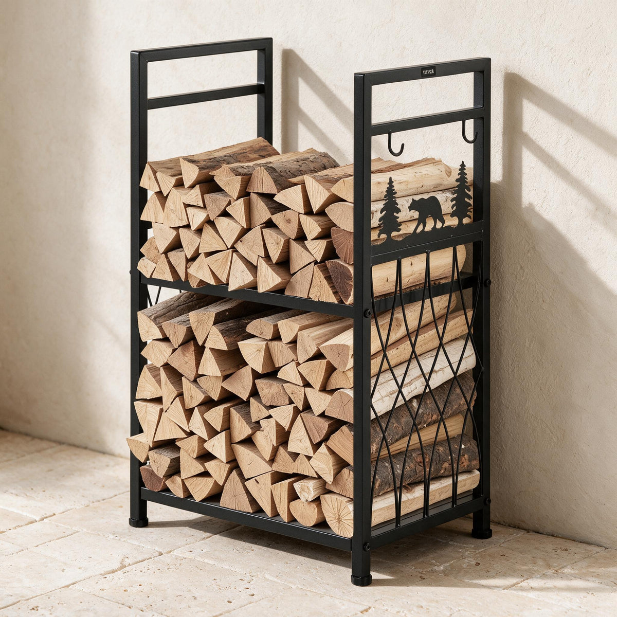 VEVOR Indoor Firewood Rack with 4 Tools — premium full product view.
