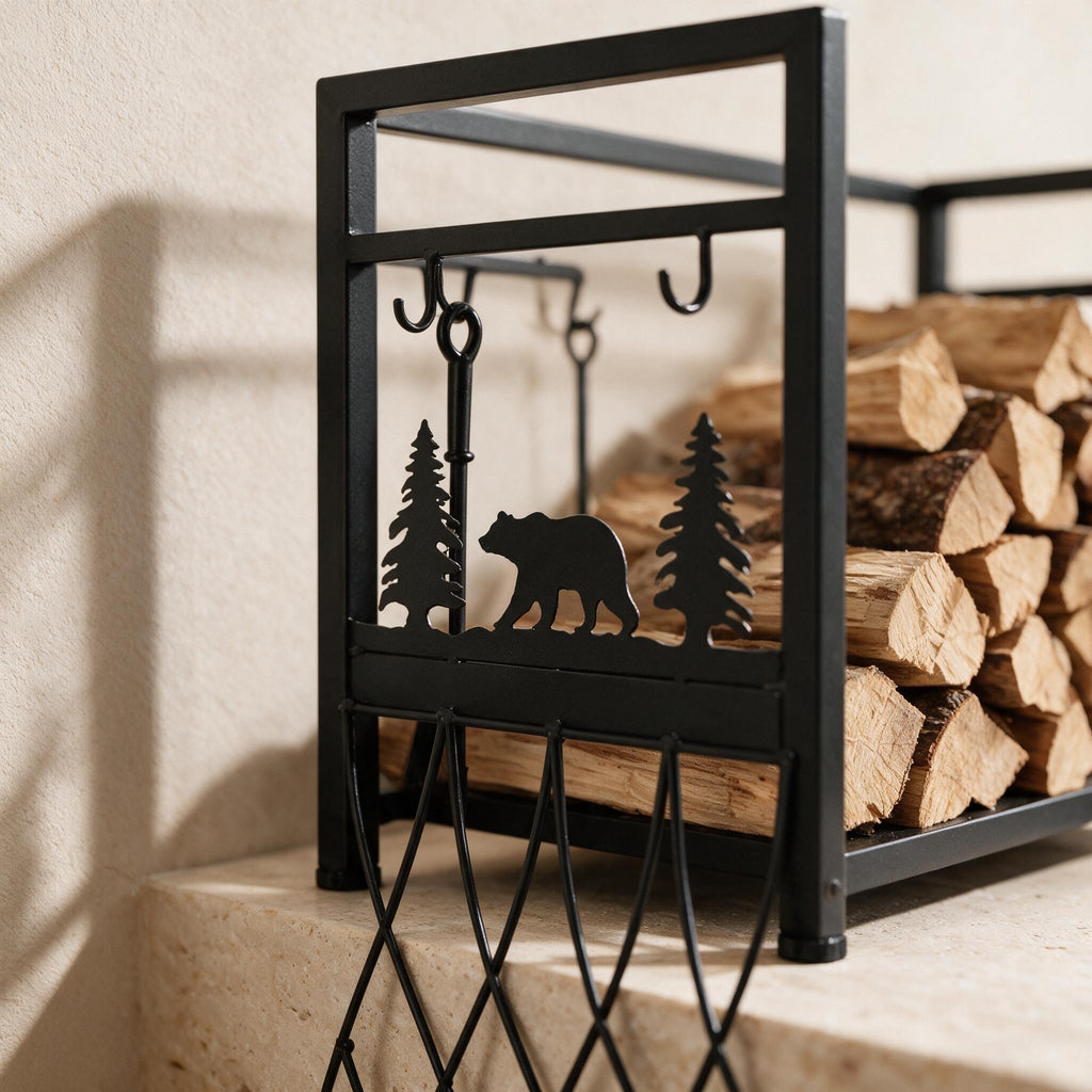 VEVOR Indoor Firewood Rack with 4 Tools — close detail of the original material and construction.