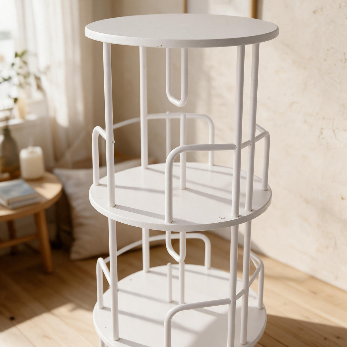 Five-Tier Rotating Bookcase — material and construction detail
