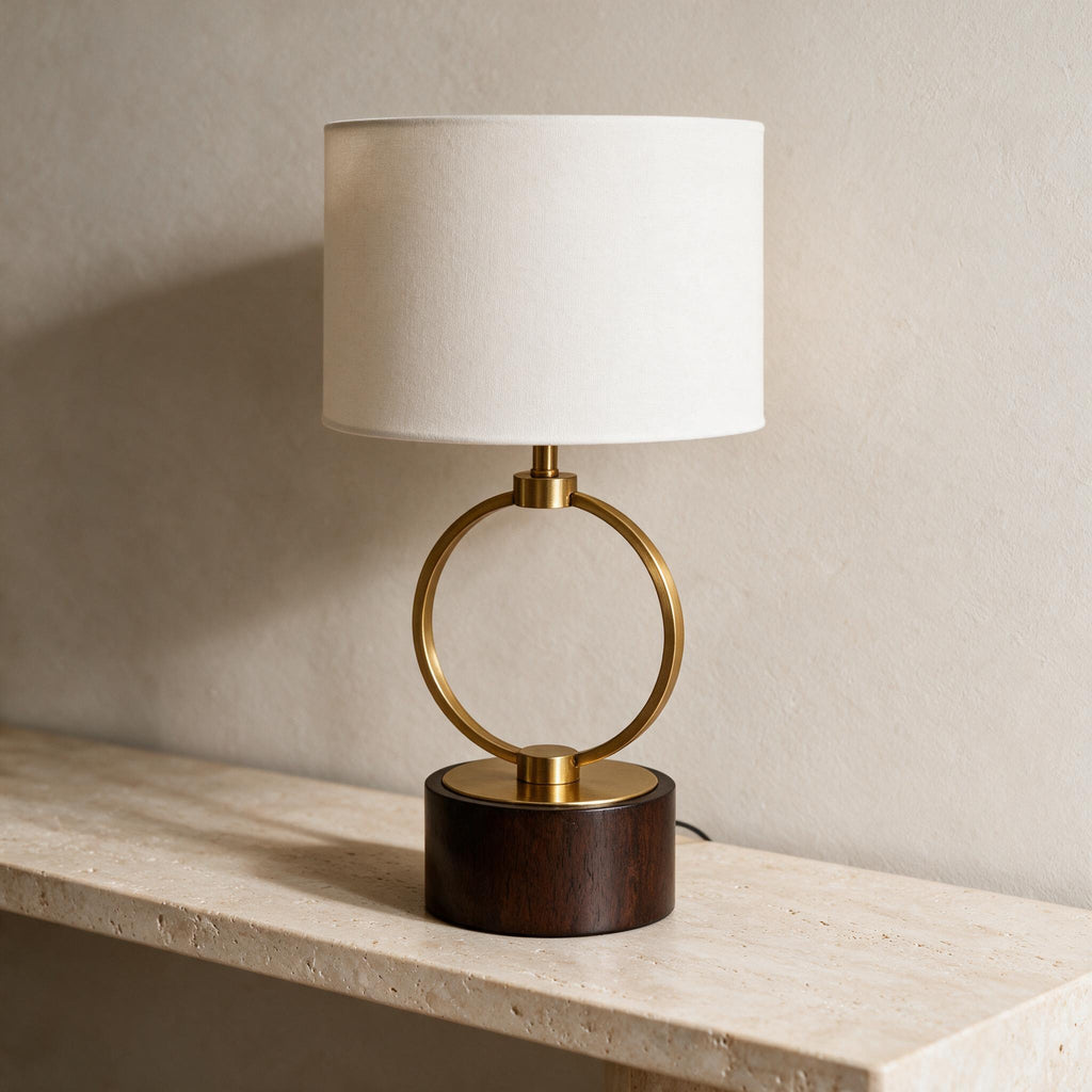 Grid Ring Table Lamp — full product in a warm ivory setting