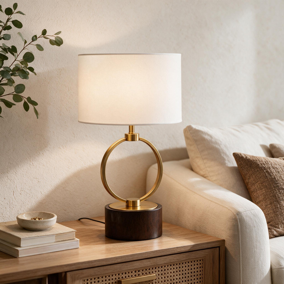 Grid Ring Table Lamp — styled in a calm indoor room