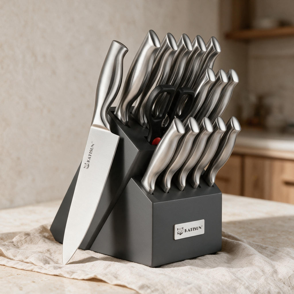 KATISUN 15-Piece Stainless Knife and Block Set — original product details