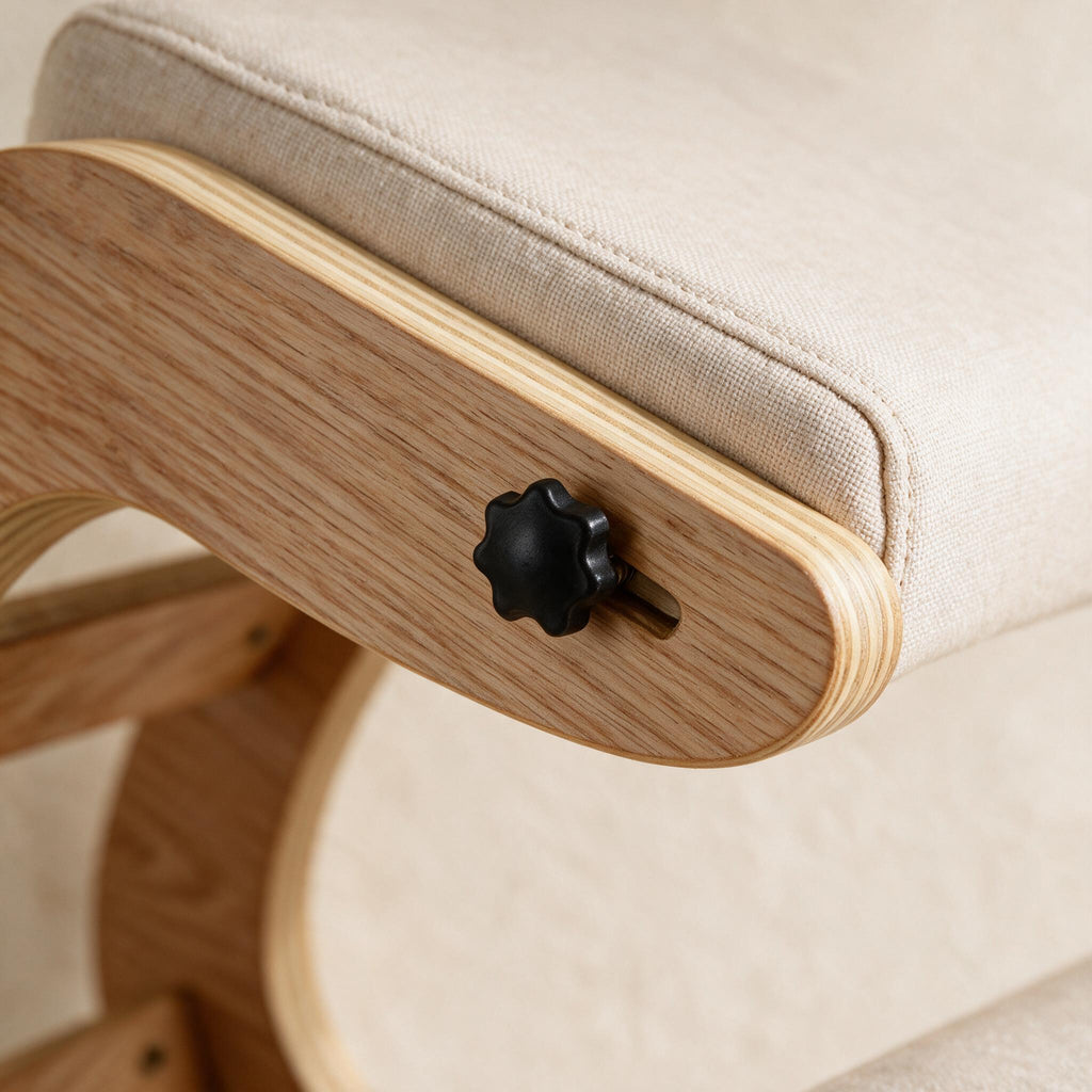VEVOR Rocking Kneeling Chair - Natural & Beige — close detail of the original material and construction.