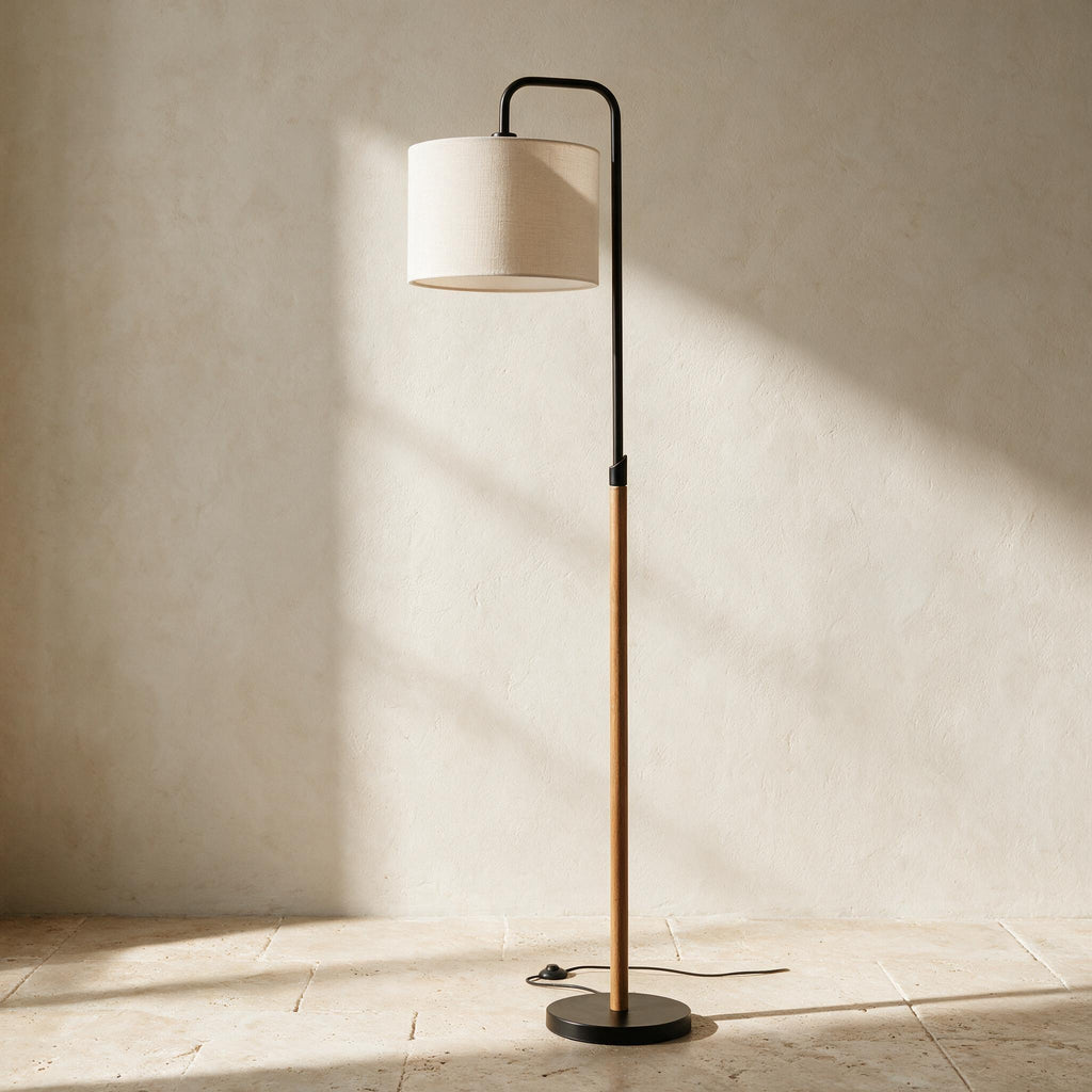 Lior Arc Floor Lamp — full product in a warm ivory setting