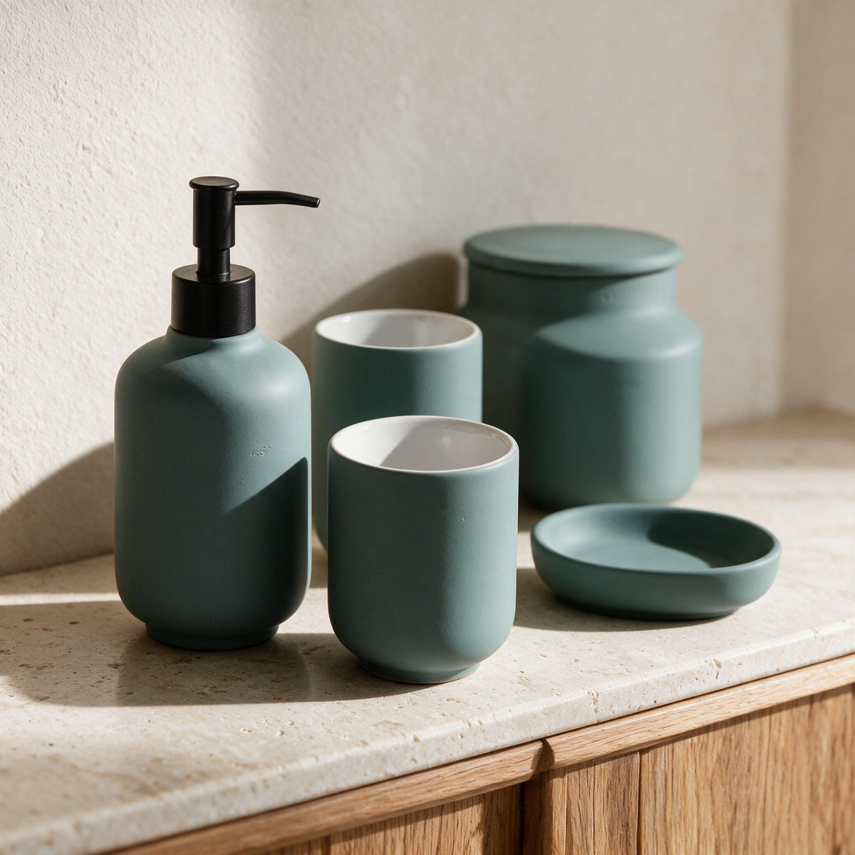 Matte Ceramic Bathroom Set - 5 Pieces — product detail
