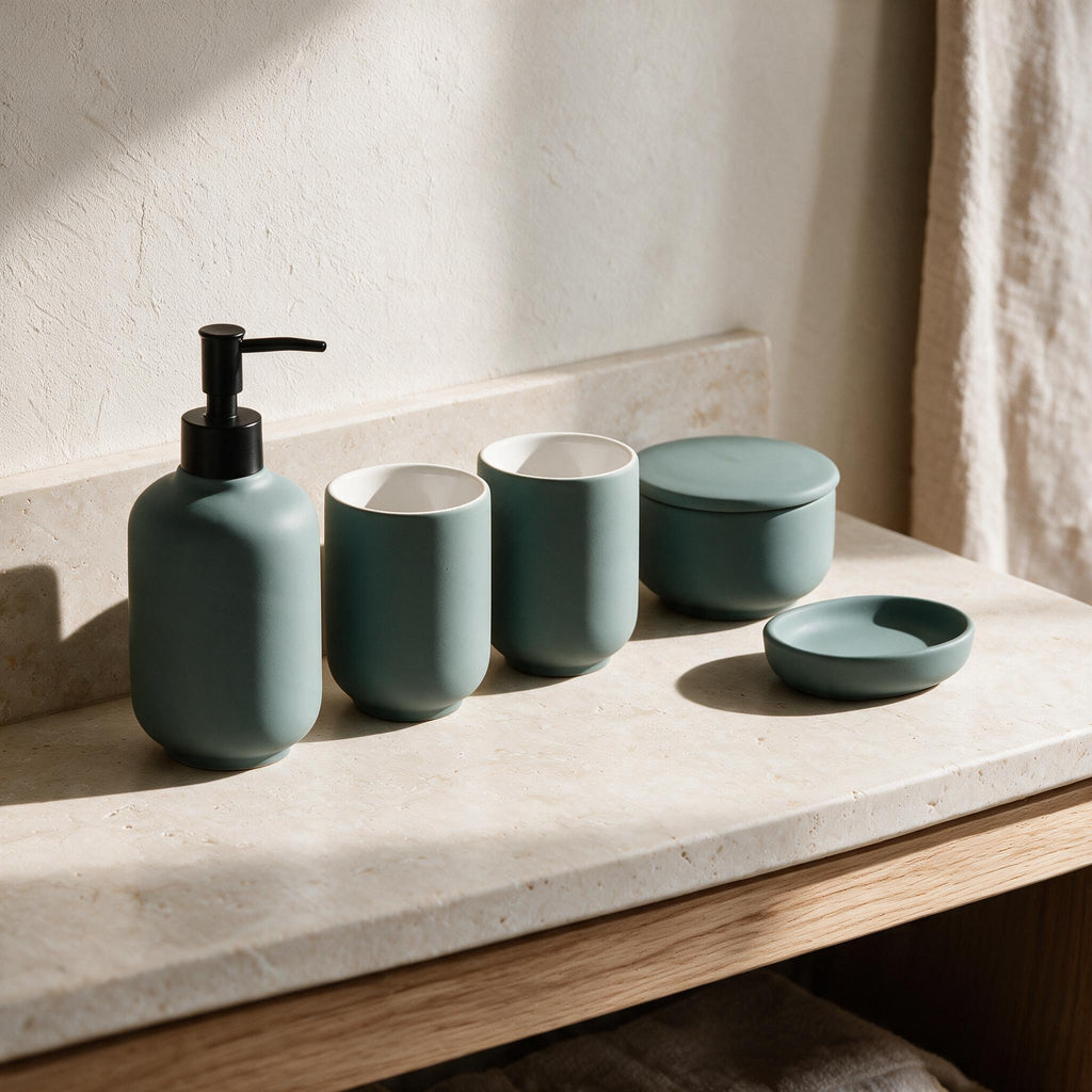 Matte Ceramic Bathroom Set - 5 Pieces — product view