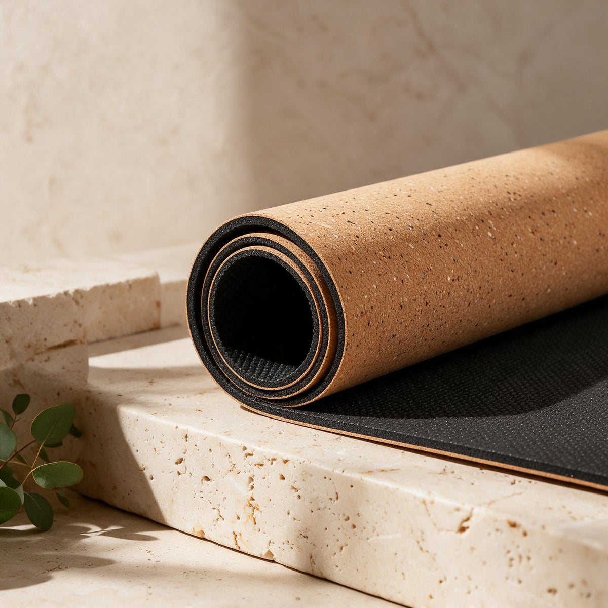 Natural Cork Yoga Mat — 5mm — material and construction detail
