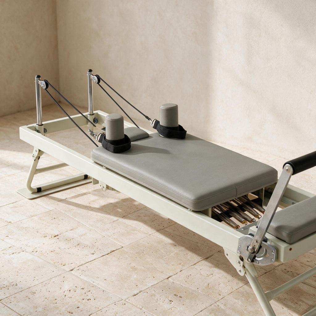 VEVOR Folding Pilates Reformer - Gray — close detail of the original material and construction.