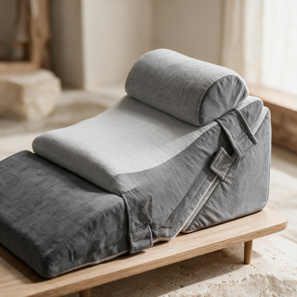 Gray Adjustable Wedge Pillow Set, close-up of original material and design details.
