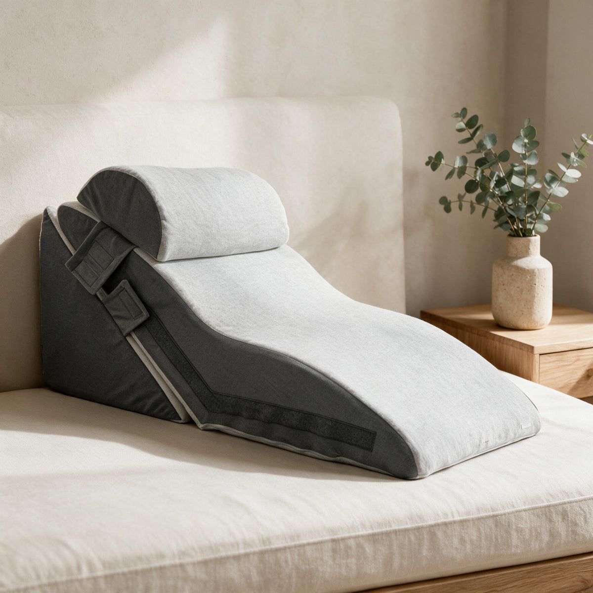 Gray Adjustable Wedge Pillow Set, premium product view.