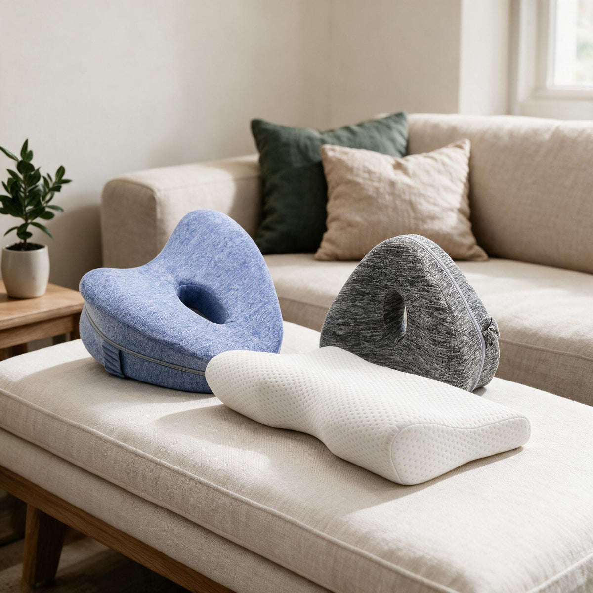 Blue, Gray and White Contour Comfort Cushion Set, premium product view.