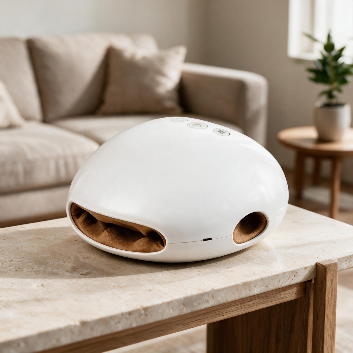 White Cordless Heated Hand Massager, premium product view.