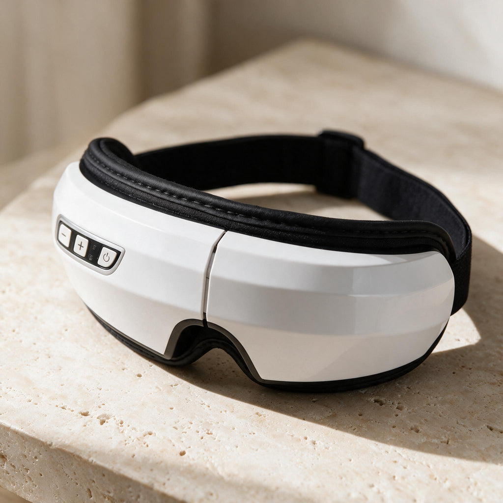White Heated Eye Massager, premium product view.