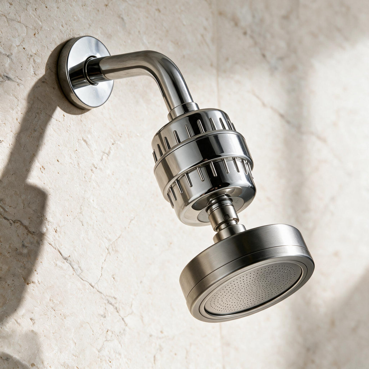 Brushed Steel Stainless Steel Rainfall Showerhead, premium product view.