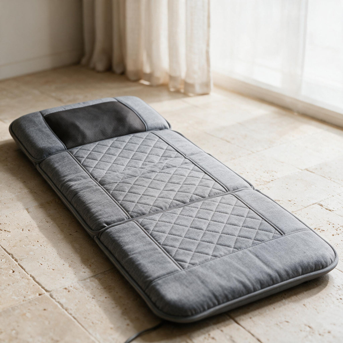 Gray Vibration Massage Mat, close-up of original material and design details.