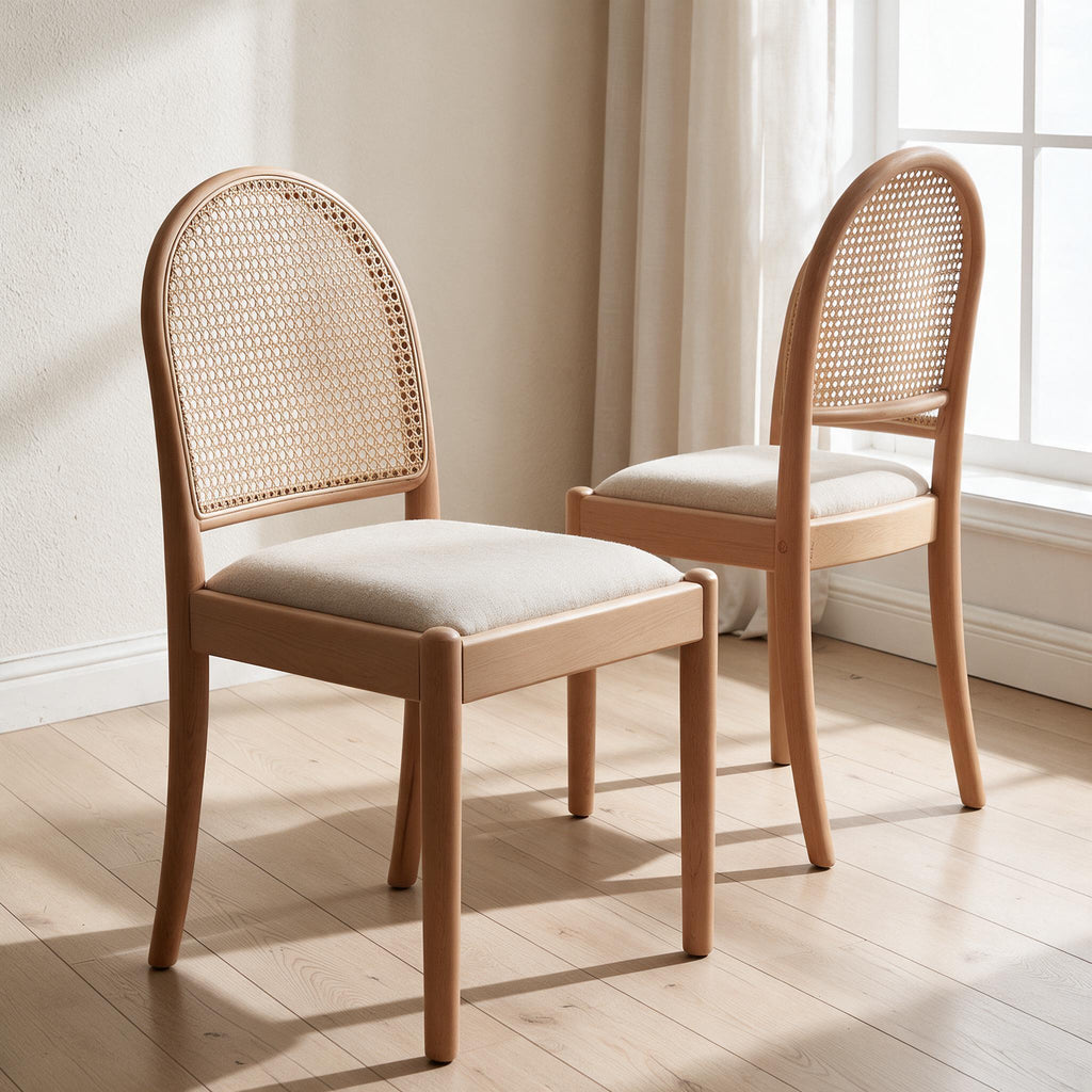 Rattan Dining Chairs — Beige, Set of 2 — full product