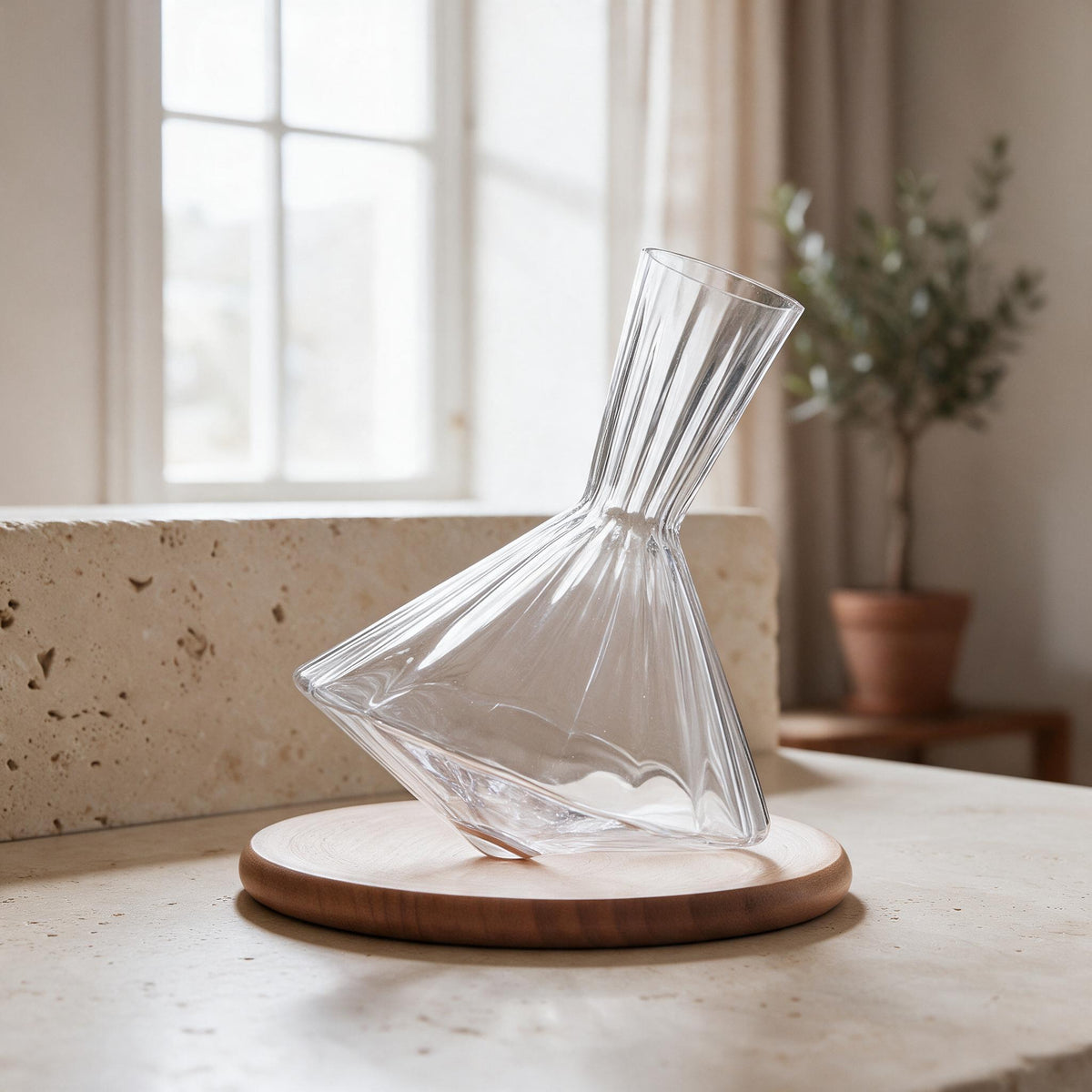 Ribbed Glass Balance Decanter — 1L — material and construction detail