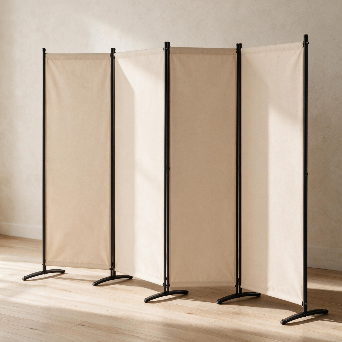 Folding Room Divider - Beige, 4 Panels — premium full product view.