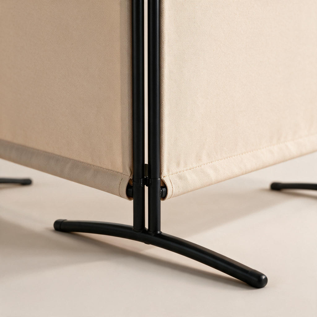 Folding Room Divider - Beige, 4 Panels — close detail of the original material and construction.