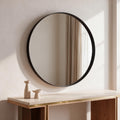 Round Metal Wall Mirror — Black, 28-Inch — full product