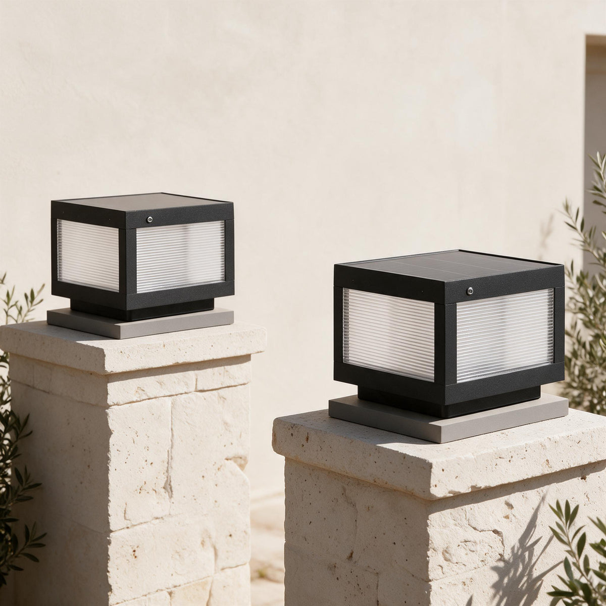 Solar Pillar Lights — Set of 2 — full product