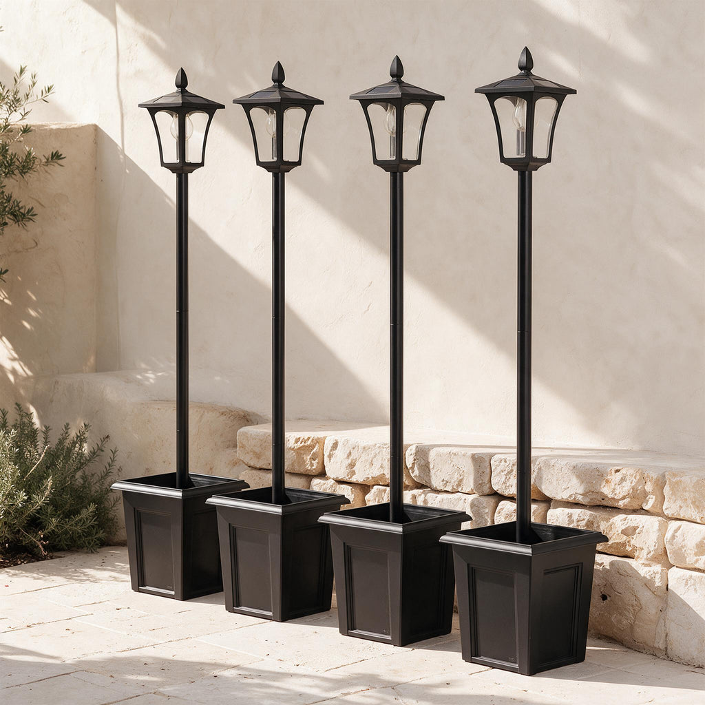 Solar Planter Lamp Posts — Set of 4 — full product