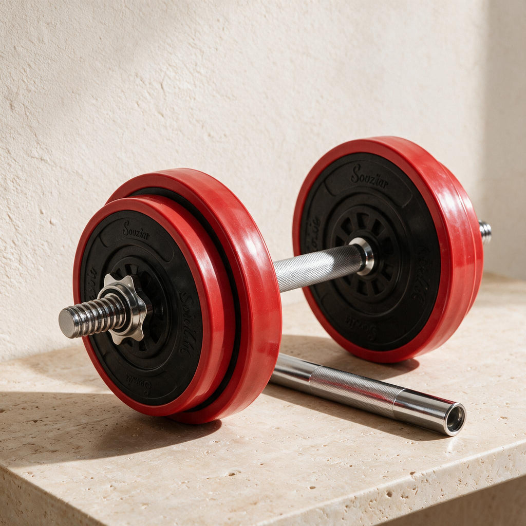 Soozier Dumbbell & Barbell Set - 44 lb — close detail of the original material and construction.